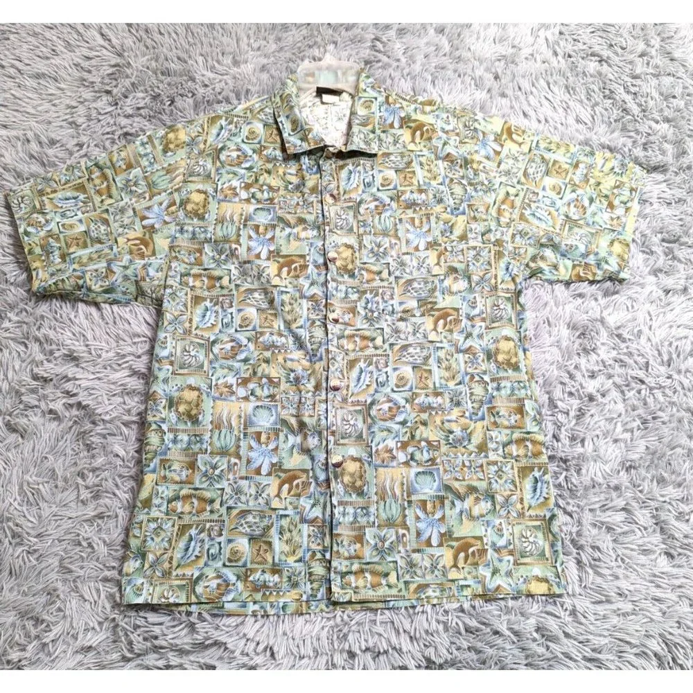 Vintage 90s Toucan Dance Hawaiian Button Shirt Mens Size Medium Colorful Outdoor
